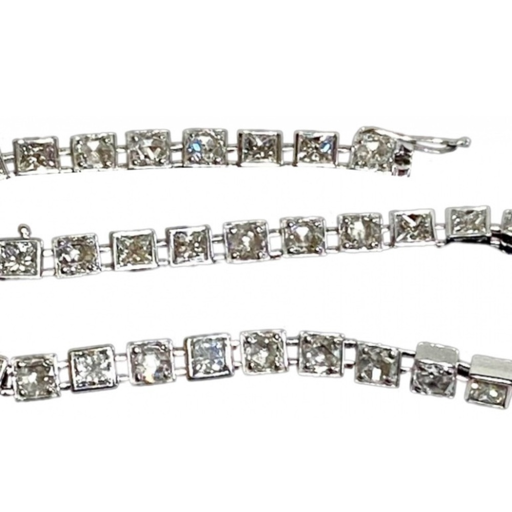 TIFFANY & CO SOLID 18K WHITE GOLD PRINCESS & ROSE CUT DIAMOND BRACELET - 3.81CT